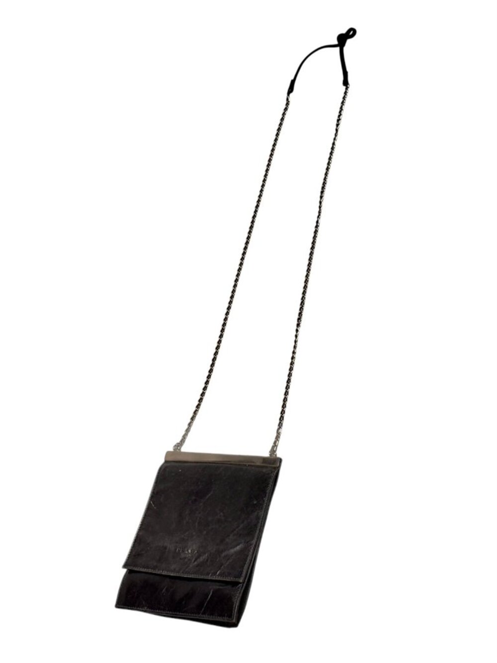 Rare Vintage Black Leather PRADA Chain Bag Crossbody Shoulder Purse